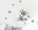 Watercolor Blue Flower with Butterflies Wall Decal